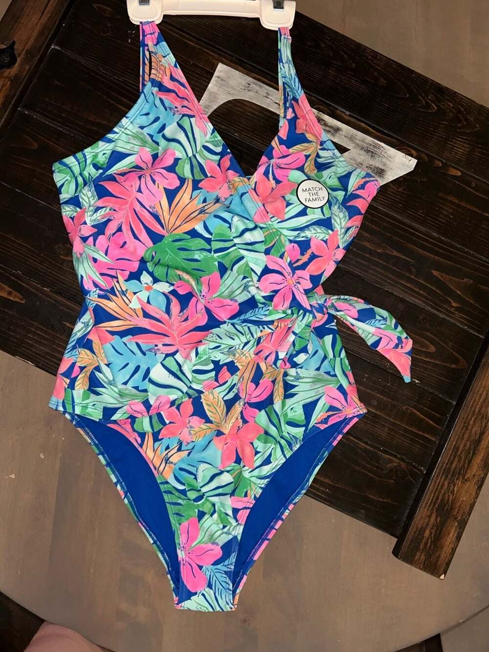 Member's Mark Women's Wrap-Style One-Piece Swimsuit Tropical Floral Print